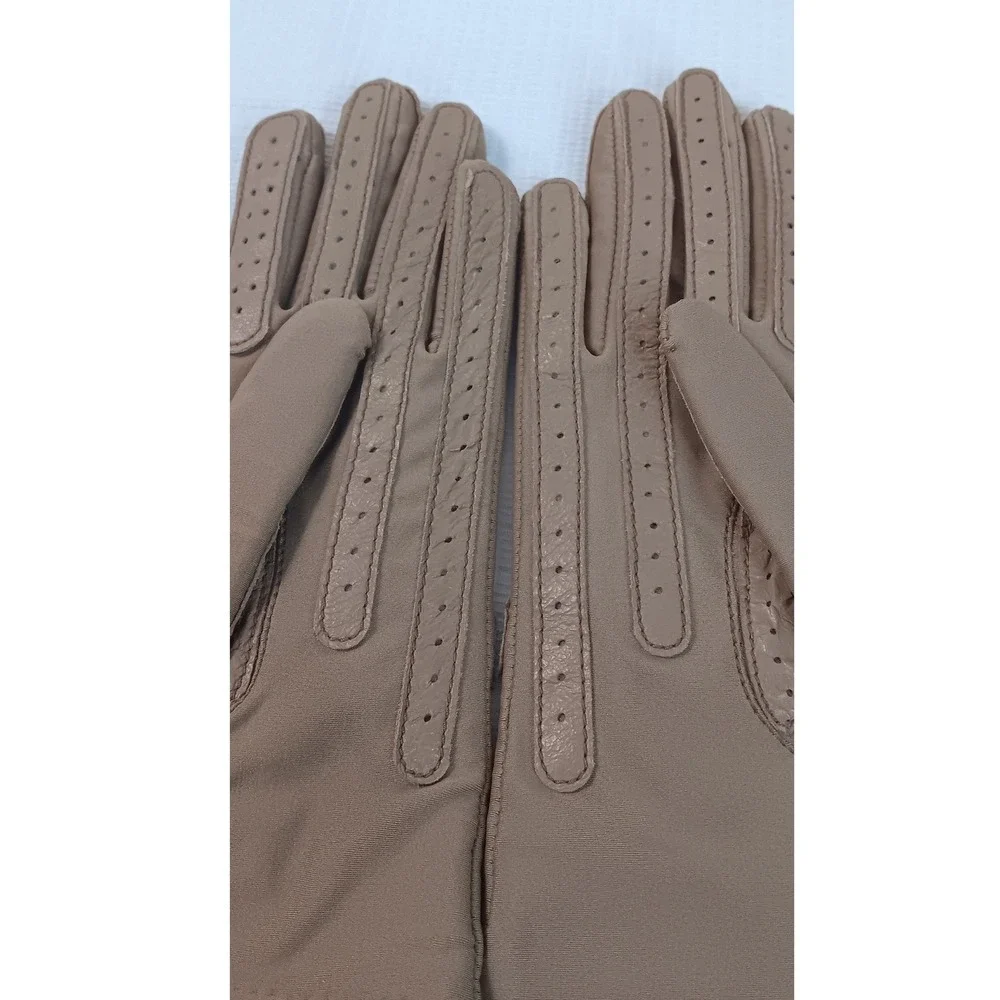 Isotoner Warm-Ups by ARIS Brown Nylon Spandex Lined Gloves One Size Vintage